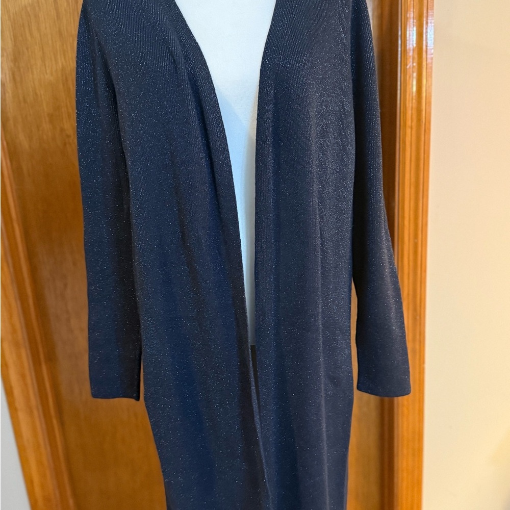 Ann Taylor Glitter Knit Midnight Blue Open Cardigan